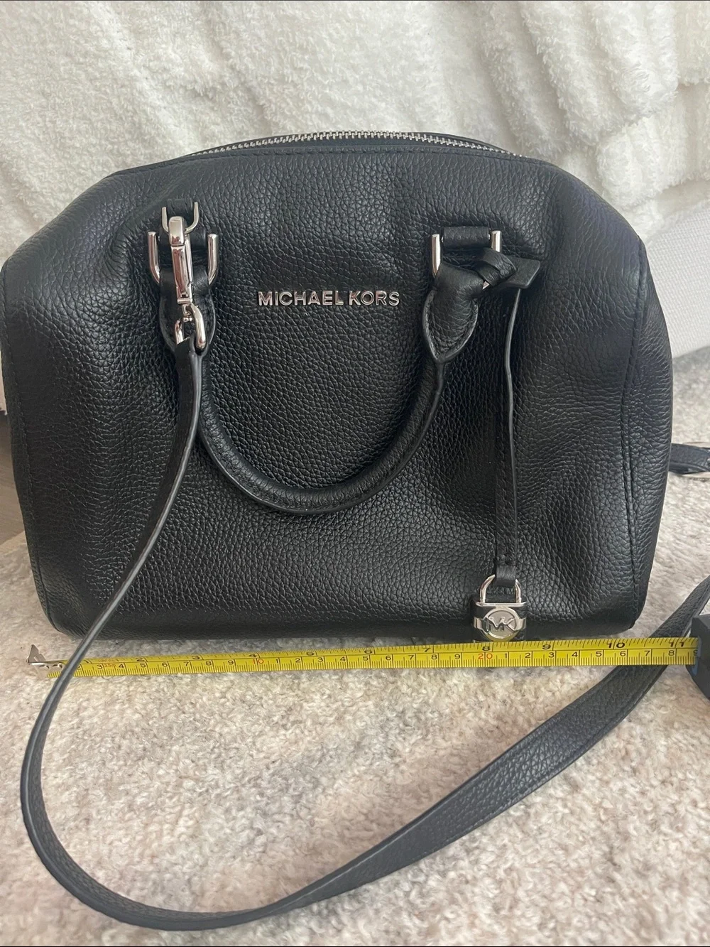 Michael Kors Black Pebbled Leather Crossbody Satchel